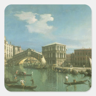 Pegatina Cuadrada El puente de Rialto, Venecia