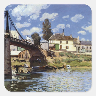 Pegatina Cuadrada El puente de Villeneuve-la-Garenne