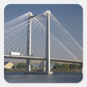 Pegatina Cuadrada El puente Ed Hendler abarca el río Columbia