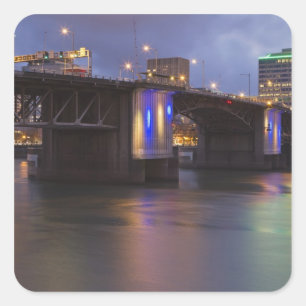 Pegatina Cuadrada El puente Morrison sobre el río Willamette