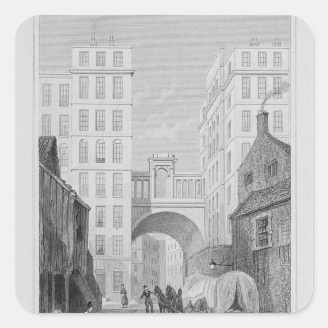 Pegatina Cuadrada El puente regente, Edimburgo (Anverso)