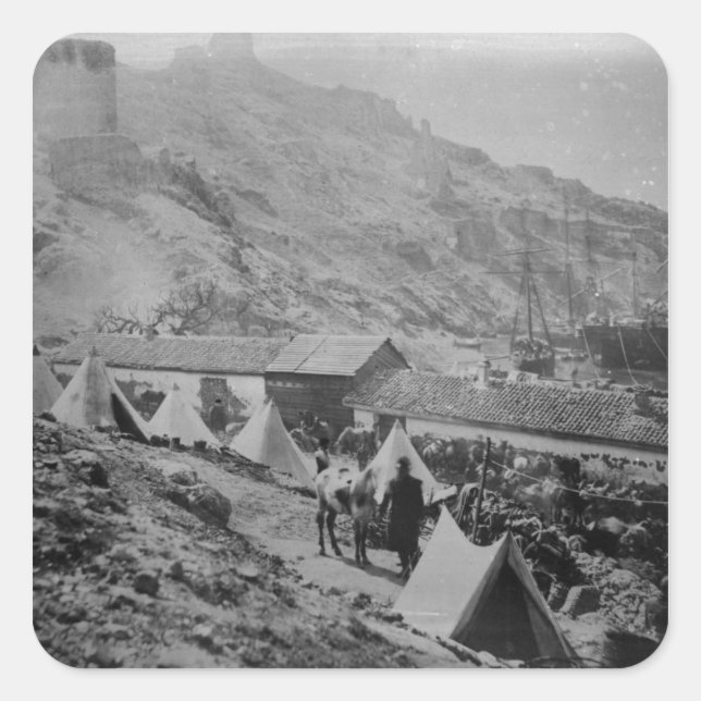 Pegatina Cuadrada El puerto de Balaklava (Anverso)