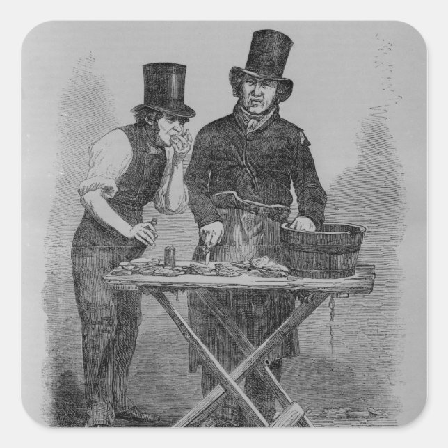 Pegatina Cuadrada El puesto de ostiones (Anverso)