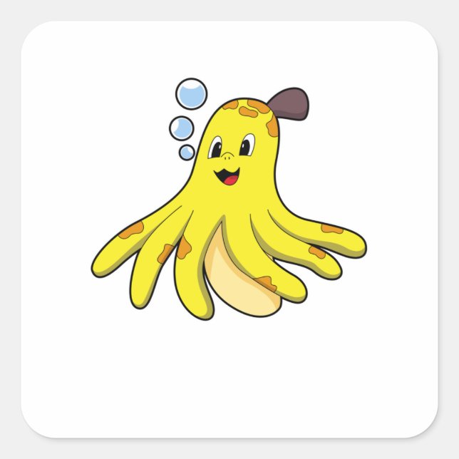Pegatina Cuadrada El pulpo como banana (Anverso)