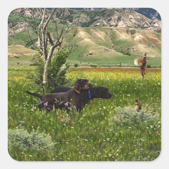 Pegatina Cuadrada El puntero Pudelpuntero (Anverso)