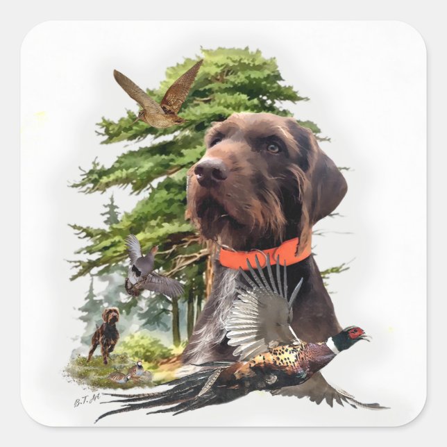 Pegatina Cuadrada El puntero Pudelpuntero (Anverso)