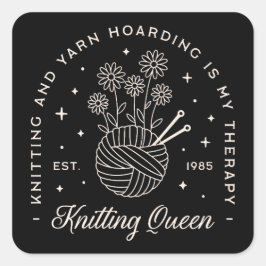 Pegatina Cuadrada El punto es mi terapia citas divertidas de hilados