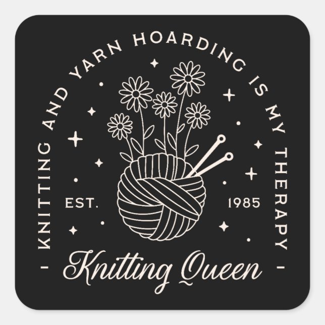 Pegatina Cuadrada El punto es mi terapia citas divertidas de hilados (Anverso)