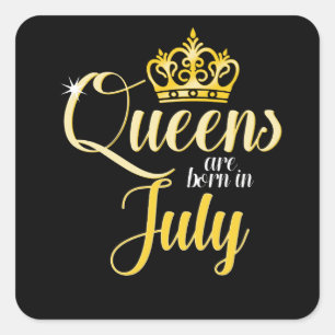 Pegatina Cuadrada El Queens es en julio cumpleaños nacido del chica