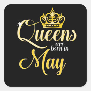 Pegatina Cuadrada El Queens es en mayo cumpleaños nacido del chica