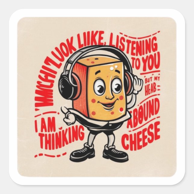 Pegatina Cuadrada El queso tiene un rostro agradable (Anverso)