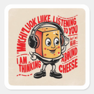Pegatina Cuadrada El queso tiene un rostro agradable