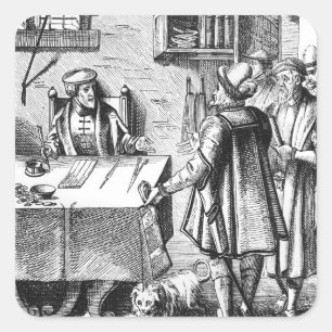 Pegatina Cuadrada El receptor de impuestos, después de un grabar en