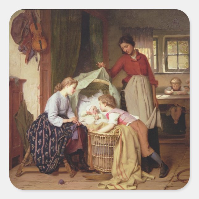 Pegatina Cuadrada El recién nacido (Anverso)