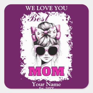 Pegatina Cuadrada El regalo del Día de la Madre de la Mejor Mamá Des