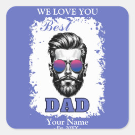 Pegatina Cuadrada El regalo del Día del Padre por los mejores colore