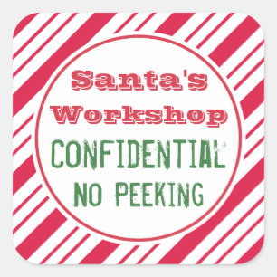 Pegatina Cuadrada El regalo del taller de Santa del navidad marca a