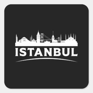 Pegatina Cuadrada El regalo divertido del paisaje urbano de Estambul