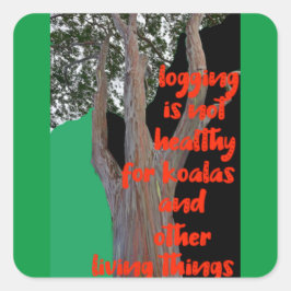 Pegatina Cuadrada El registro no es saludable para Koalas,