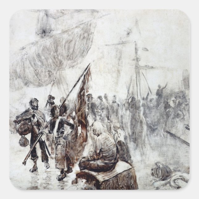 Pegatina Cuadrada El regreso de los corsarios (Anverso)