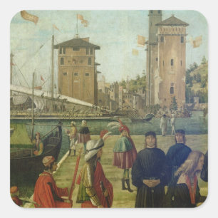 Pegatina Cuadrada El regreso de los embajadores, desde la calle Sant