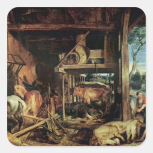 Pegatina Cuadrada El regreso del hijo pródigo, c.1618