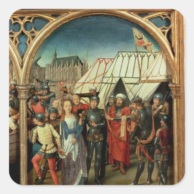 Pegatina Cuadrada El relicario de Santa Ursula, 1489 (Anverso)