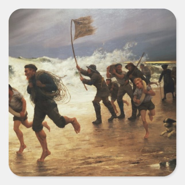 Pegatina Cuadrada El rescate (Anverso)