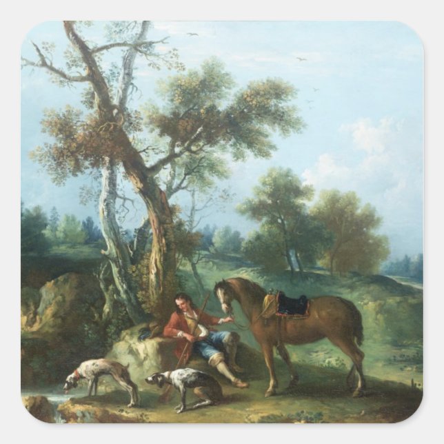 Pegatina Cuadrada El resto del cazador, siglo XVIII (Anverso)