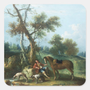 Pegatina Cuadrada El resto del cazador, siglo XVIII