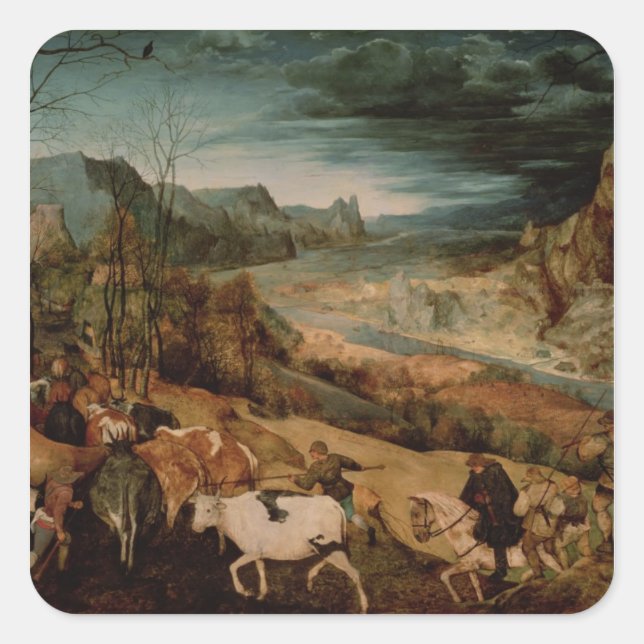 Pegatina Cuadrada El retorno del rebaño 1565 (Anverso)