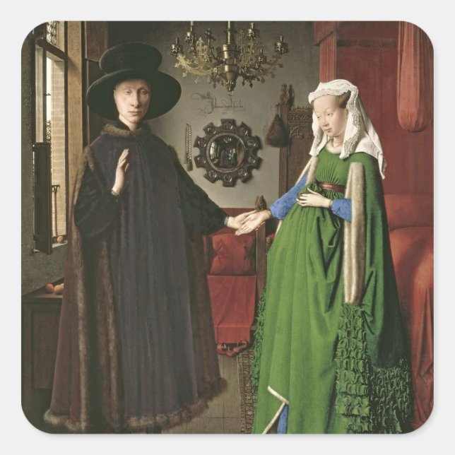 Pegatina Cuadrada El retrato de Giovanni Arnolfini (Anverso)