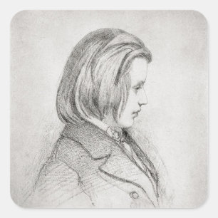 Pegatina Cuadrada El retrato de Johanes Brahms envejeció veinte,