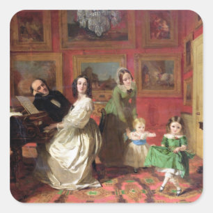 Pegatina Cuadrada El Rev. y la señora Palmer-Lovell con su hija