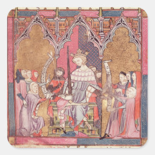 Pegatina Cuadrada El rey Administering Justice