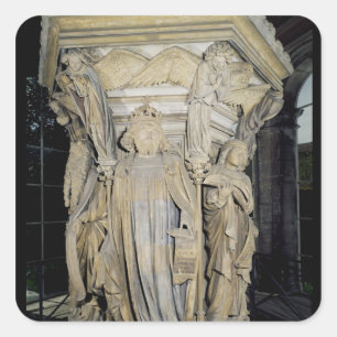 Pegatina Cuadrada El rey David flanqueado por Moisés y Jeremías