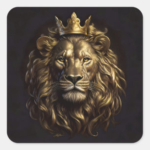Pegatina Cuadrada ¡El Rey! El León de Oz no tan cobarde
