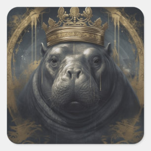Pegatina Cuadrada El Rey Hippo