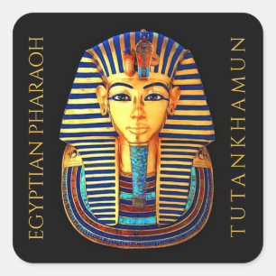 Pegatina Cuadrada El rey Tutankhamun, antiguo faraón egipcio