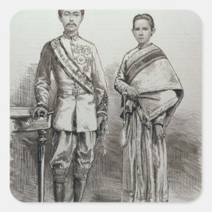Pegatina Cuadrada El rey y la reina de Tailandia