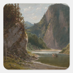 Pegatina Cuadrada El río Dunajec en las montañas Pieniny