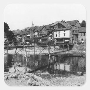 Pegatina Cuadrada El río Nahe, Bad Kreuznach, c.1910