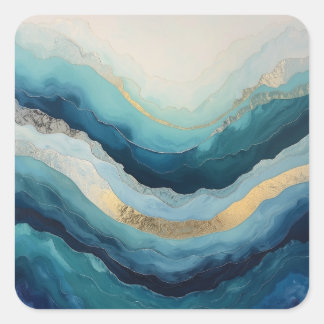 Pegatina Cuadrada El ritmo de las olas – Movimiento abstracto del oc