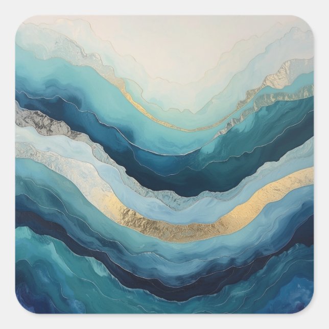 Pegatina Cuadrada El ritmo de las olas – Movimiento abstracto del oc (Anverso)