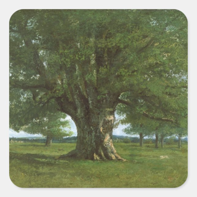 Pegatina Cuadrada El roble de Flagey, llamado Vercingetorix (Anverso)