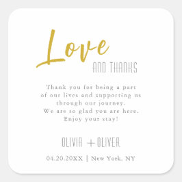 Pegatina Cuadrada El roble otoñal deja el amor y las gracias Bodas