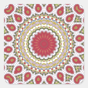 Pegatina Cuadrada El rojo Jewels diseño geométrico del mosaico