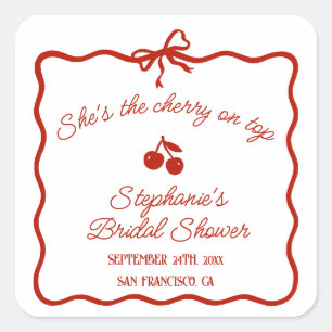 Pegatina Cuadrada El rojo paradisíaco es la cereza en la ducha de no