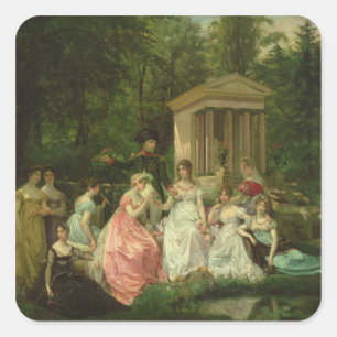 Pegatina Cuadrada El Rosa de Malmaison, c.1867