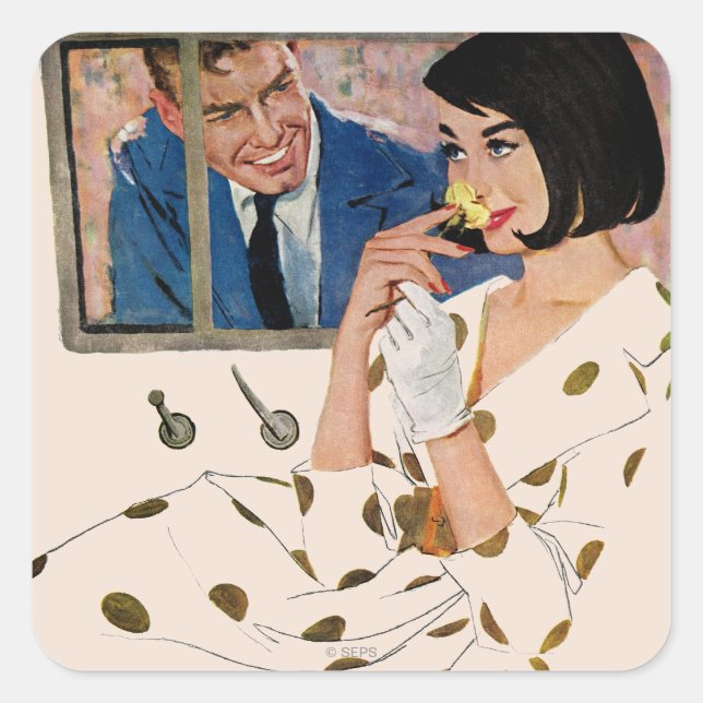 Pegatina Cuadrada El Rosa de oro (Anverso)